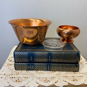 3 Piece Copper Flower Bowl Set